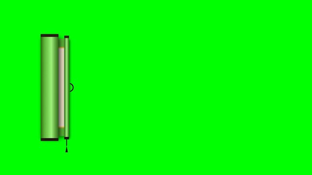 Japanese scroll opening animation on green screen