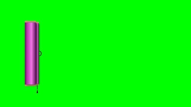 Purple paper scroll opening on a green screen for creative text display