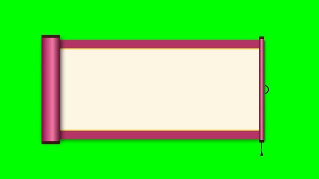 Pink paper scroll unrolling on green screen