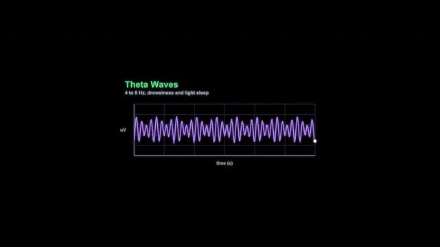 Theta Waves EEG Brain Wave Animation Labeled Alpha Channel 4K
