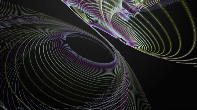 Futuristic video animation with particle stripe object in slow motion, 4096x2304 loop 4K