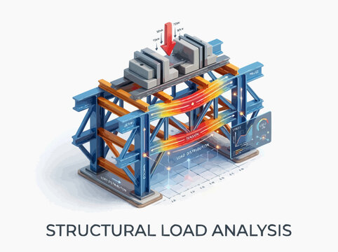 Structural load analysis of a bridge beam under stress, highlighting engineering and scientific principles.
