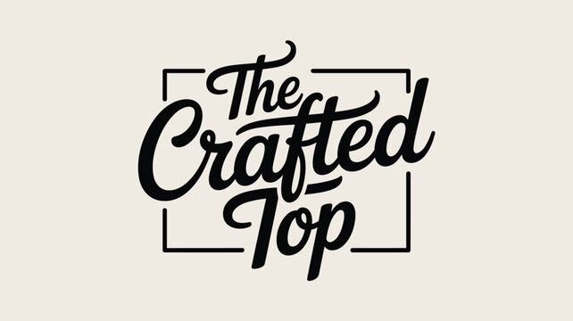 Elegant black script typography for The Crafted Top logo is framed within a simple rectangle on a neutral off-white paper texture.