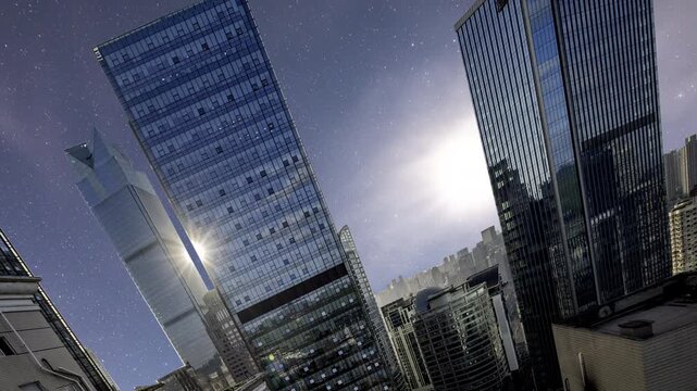 Chongqing cyberpunk skyline and stars in the sky
