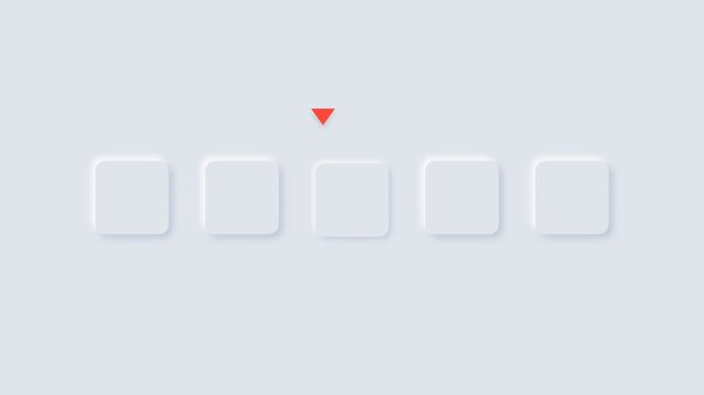 Neumorphic rating stars animation with five soft white rounded square buttons