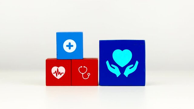 The doctor's hand displays a cube with a heart icon. This raises awareness about overall well-being and the prevention of sedentary lifestyles and neglect of daily health.