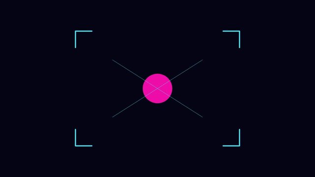 Digital camera viewfinder overlay with focus target and crosshair animation 4k interface