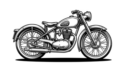Vintage black and white motorcycle sketch illustration © Agung