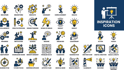 Fototapeta premium Inspiration innovation icon set business concepts and creative thinking graphics
