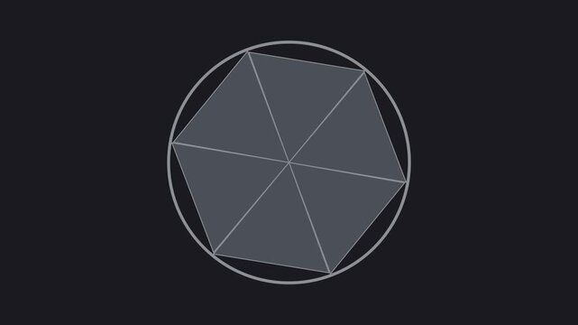 Minimalist rotating hexagon inside circle geometric motion animation 4k background