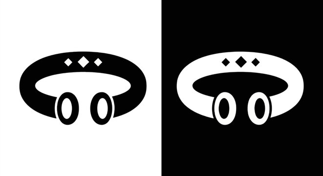 Vector illustration of vector icon of a torque necklace with decorative diamond and oval shapes on a transparent background