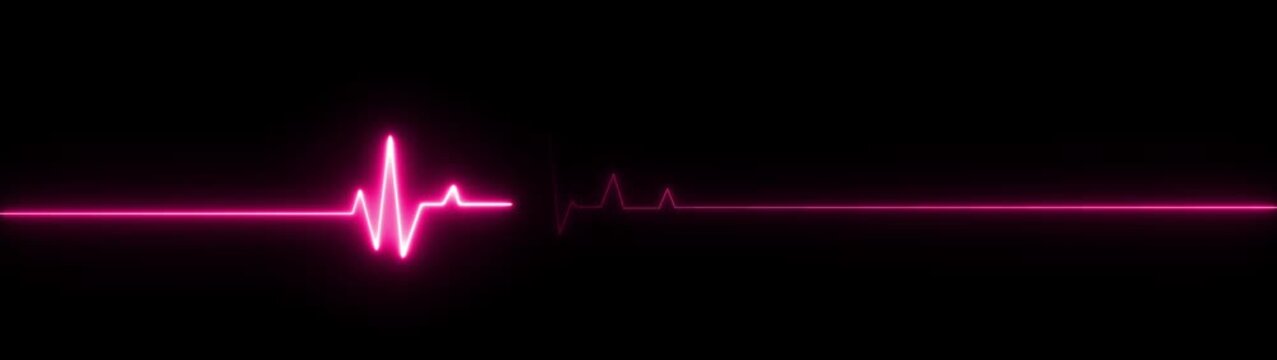 heart beat line animation on black background.  medical concept Abstract glowing white heartbeat signal icon animation video. love border in hart .on the black background