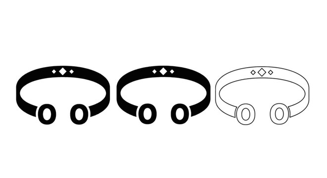 Vector illustration of set of three torque bracelets with geometric diamond pattern on a transparent background