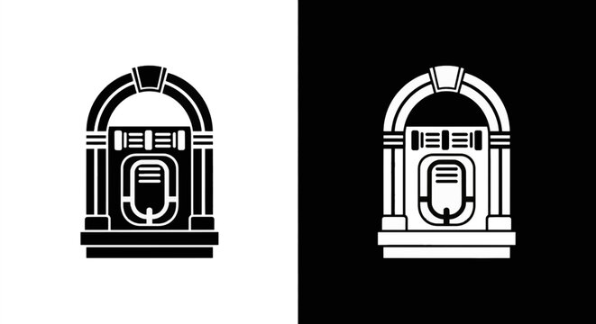 Vector illustration of jukebox icon, vintage music player symbol on a transparent background