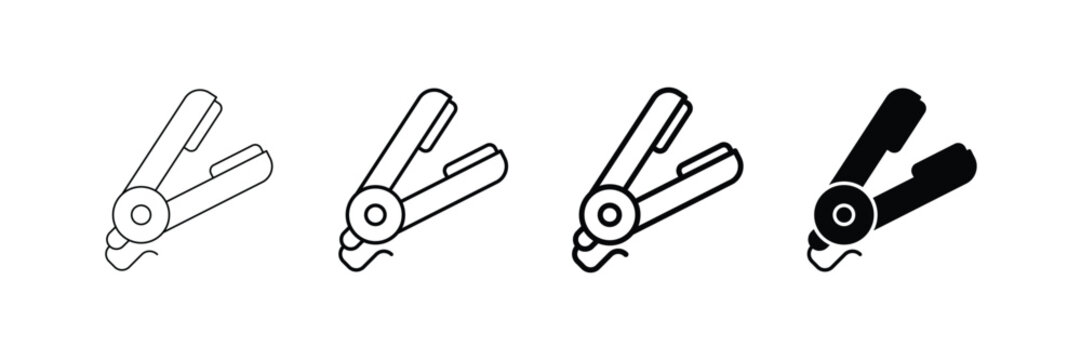 Hair Straightener Line Icon, Editable Outline Hair Styling Vector Symbol