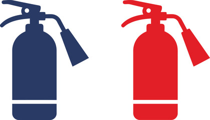 Obraz premium Two fire extinguishers in blue and red color