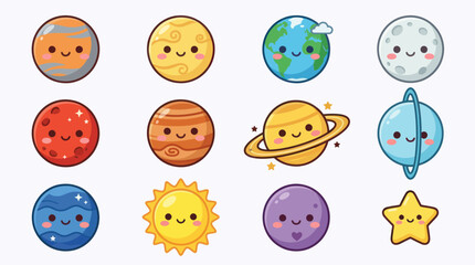 Cute cartoon planets and star collection © Lexxa