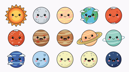 Cute cartoon planets and sun © Lexxa