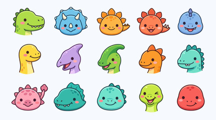 Cute dinosaur faces collection © Miko