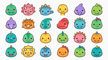 Cute dinosaur faces collection © Miko