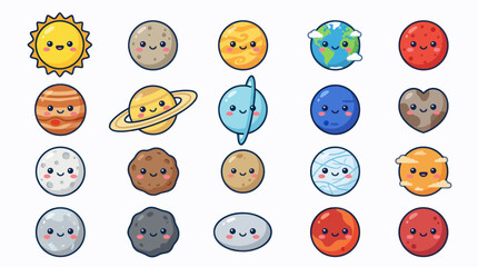 Cute celestial bodies set © Mas