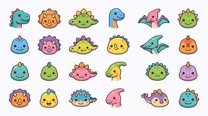 Cute dinosaur icons collection © Miko
