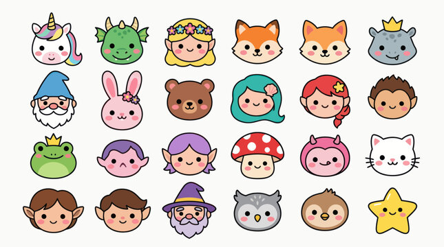 Cute fantasy characters collection