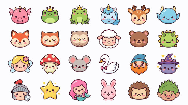 Cute kawaii characters and creatures collection