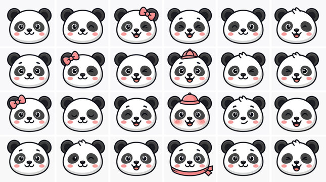 Cute panda faces collection