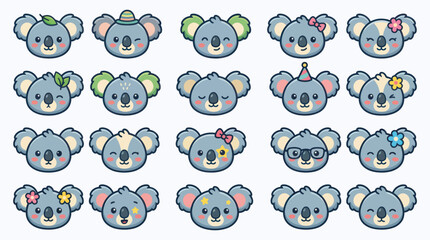 Cute koala faces collection various expressions © Golden