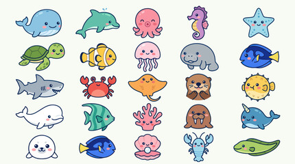 Cute ocean life characters collection © Verilux