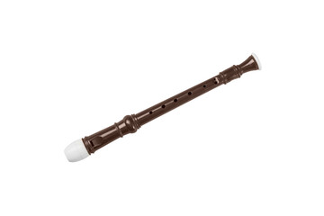 Wooden Recorder Flute Isolated PNG on Transparent Background, Traditional Wind Musical Instrument for Music Education and Performance © Iryna