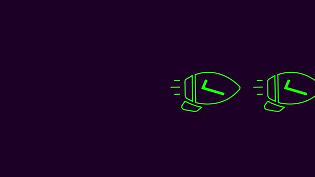 green Animated Rocket Launch Icon with Checkmark, Minimal Line Art Motion Graphic