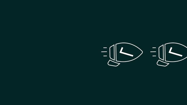white Animated Rocket Launch Icon with Checkmark, Minimal Line Art Motion Graphic