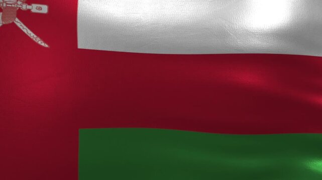 Sultanate of Oman National Flag Waving Close Up Loop