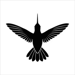 Fototapeta premium Black silhouette of a hummingbird flying.