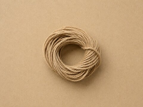 Coiled Hemp Thread Bundle On Neutral Surface