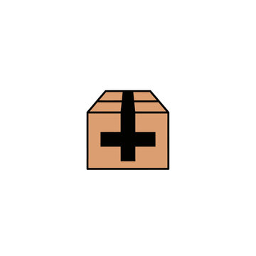 Upside Down Cross on Cardboard Box.