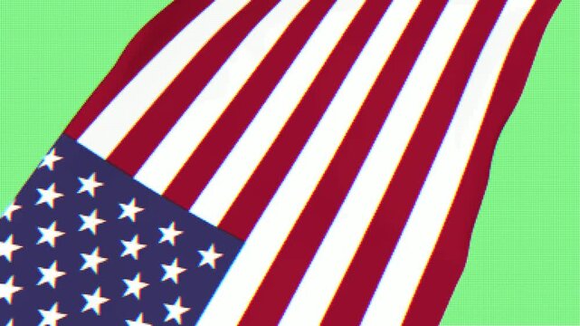 Pixelated American flag animation.