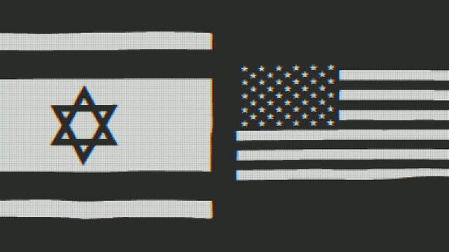 Pixelated flags animation loop.