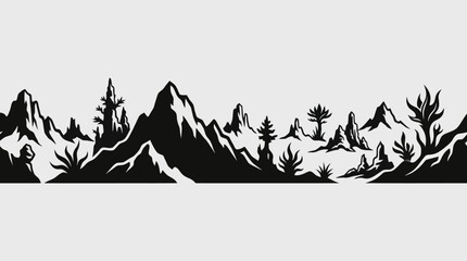Mountainous landscape silhouette border © Riski