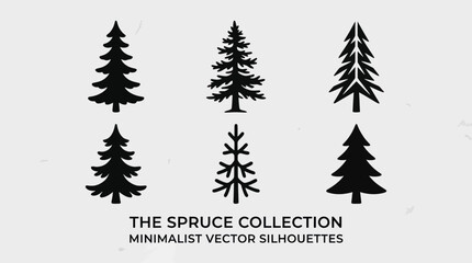 Fototapeta premium Pine tree silhouettes collection