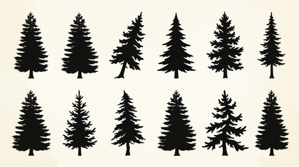 Pine tree silhouettes collection © Sempolan