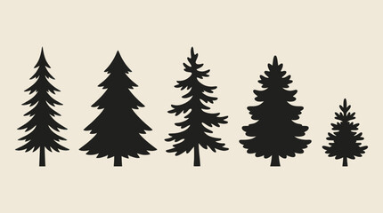 Obraz premium Pine tree silhouettes collection