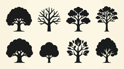 Set of stylized tree silhouettes © Soge