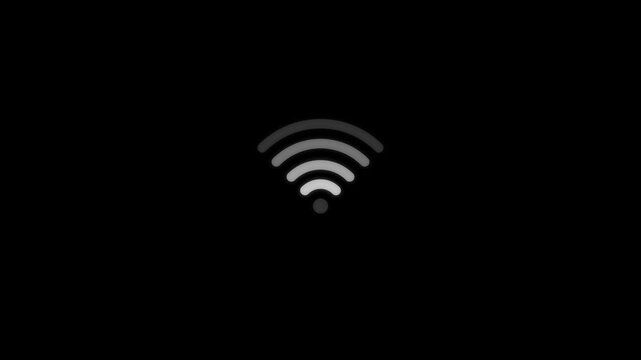 animated wifi internet network icon on black background. a white wifi icon concept loop animation video with alpha channel