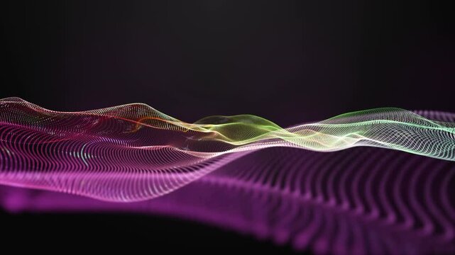 Fantastic video animation with color changing particle wave object in slow motion, 4096x2304 loop 4K