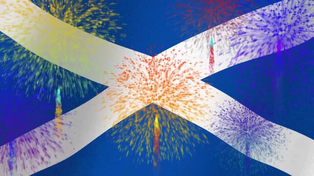 Waving Scottish Flag Saltire Symbol of Scotland Blue and White Fabric Texture Close Up