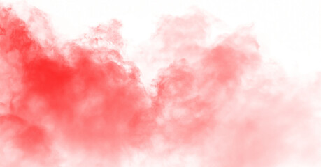 Fototapeta premium Abstract red smoke isolated on transparent white background. Red color fog clouds rising up. Colorful smoke texture. Steam, vapor, gas, fog special effect. Texture overlays. Graphic design elements
