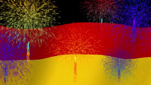 Waving German flag with black red and gold horizontal stripes creating a patriotic background for national events
